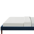 Navy Blue Solid Wood King Tufted Upholstered Velvet Bed