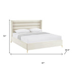 Cream Velvet Upholstered Queen Bed Frame
