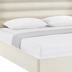 Cream Velvet Upholstered Queen Bed Frame