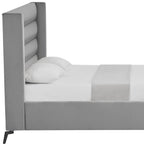 Light Gray Velvet Upholstered King Bed Frame