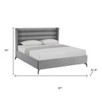 Light Gray Velvet Upholstered King Bed Frame
