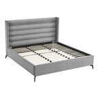 Light Gray Velvet Upholstered King Bed Frame