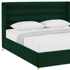 Green Velvet Upholstered King Bed Frame