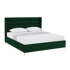 Green Velvet Upholstered King Bed Frame