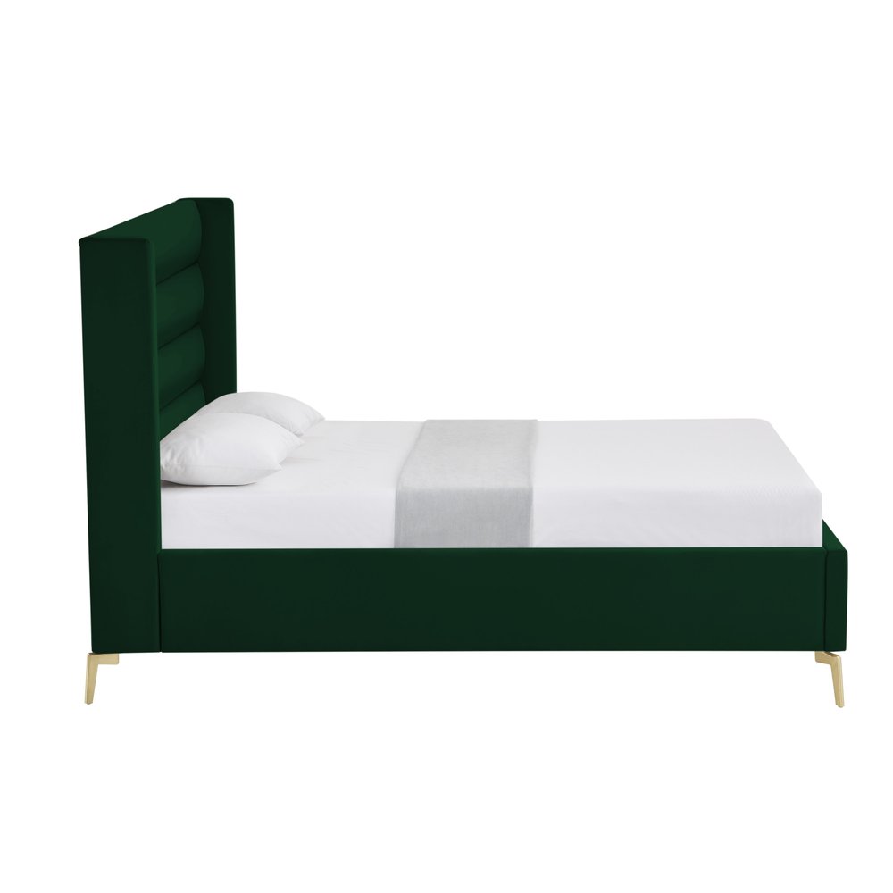 Green Velvet Upholstered King Bed Frame