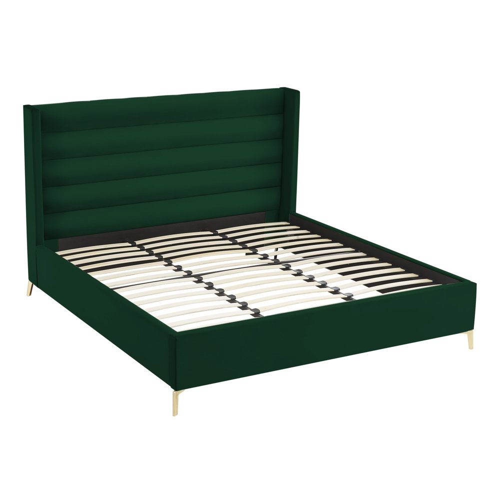 Green Velvet Upholstered King Bed Frame