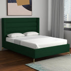 Green Velvet Upholstered King Bed Frame