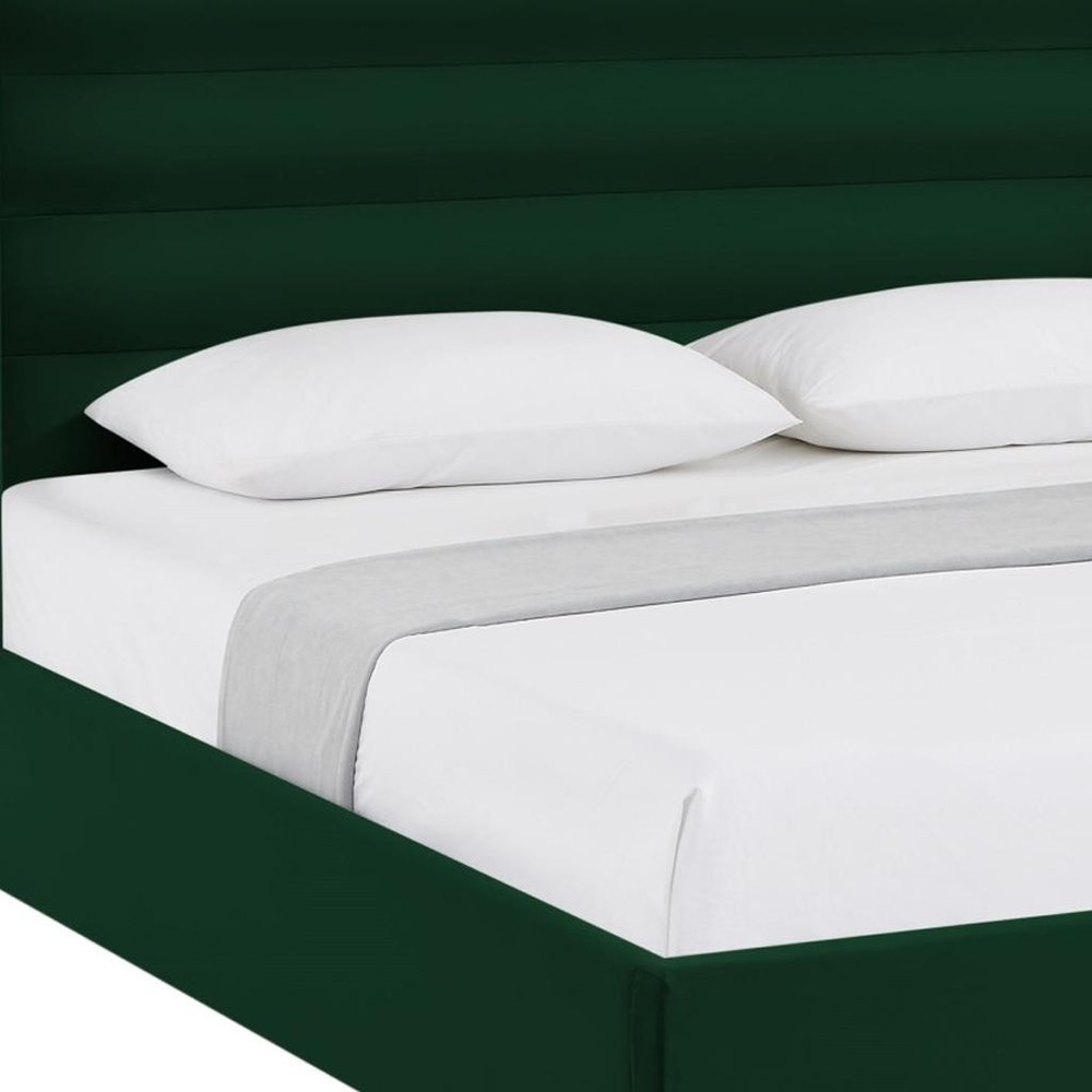 Green Velvet Upholstered King Bed Frame