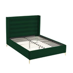 Green Velvet Upholstered King Bed Frame