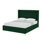 Green Velvet Upholstered King Bed Frame