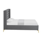 Gray Linen Upholstered King Bed Frame