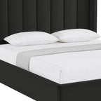 Black Velvet Upholstered Queen Bed Frame