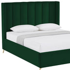 Green Velvet Upholstered Queen Bed Frame