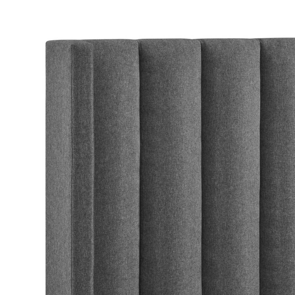 Gray Linen Upholstered King Bed Frame