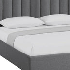 Gray Linen Upholstered King Bed Frame