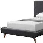 Charcoal Solid Wood Twin Upholstered Linen Bed