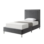 Gray Solid Wood King Upholstered Velvet Bed with Nailhead Trim
