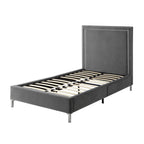 Gray Solid Wood King Upholstered Velvet Bed with Nailhead Trim
