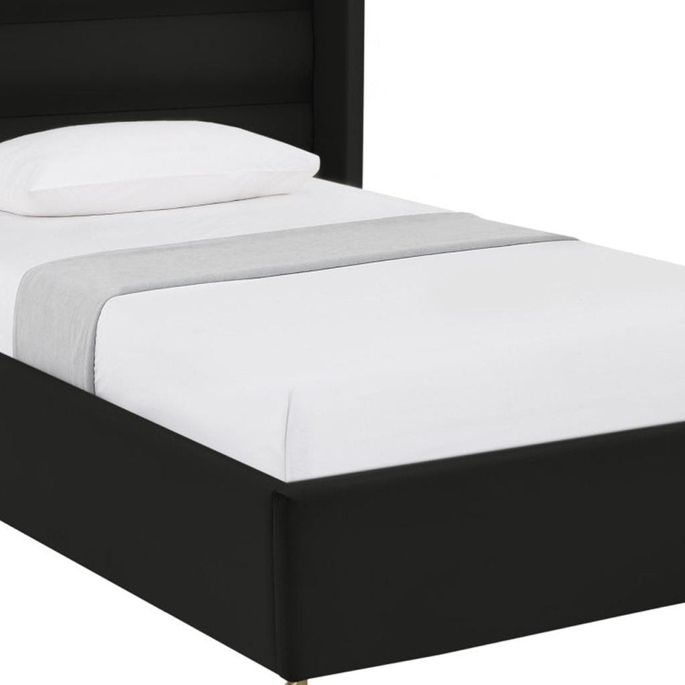 Black Velvet Upholstered King Bed Frame