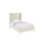 Cream Velvet Upholstered Queen Bed Frame