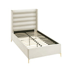 Cream Velvet Upholstered Queen Bed Frame