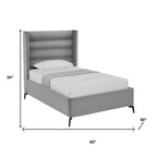 Light Gray Velvet Upholstered King Bed Frame