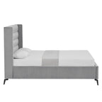 Light Gray Velvet Upholstered King Bed Frame