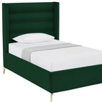 Green Velvet Upholstered King Bed Frame