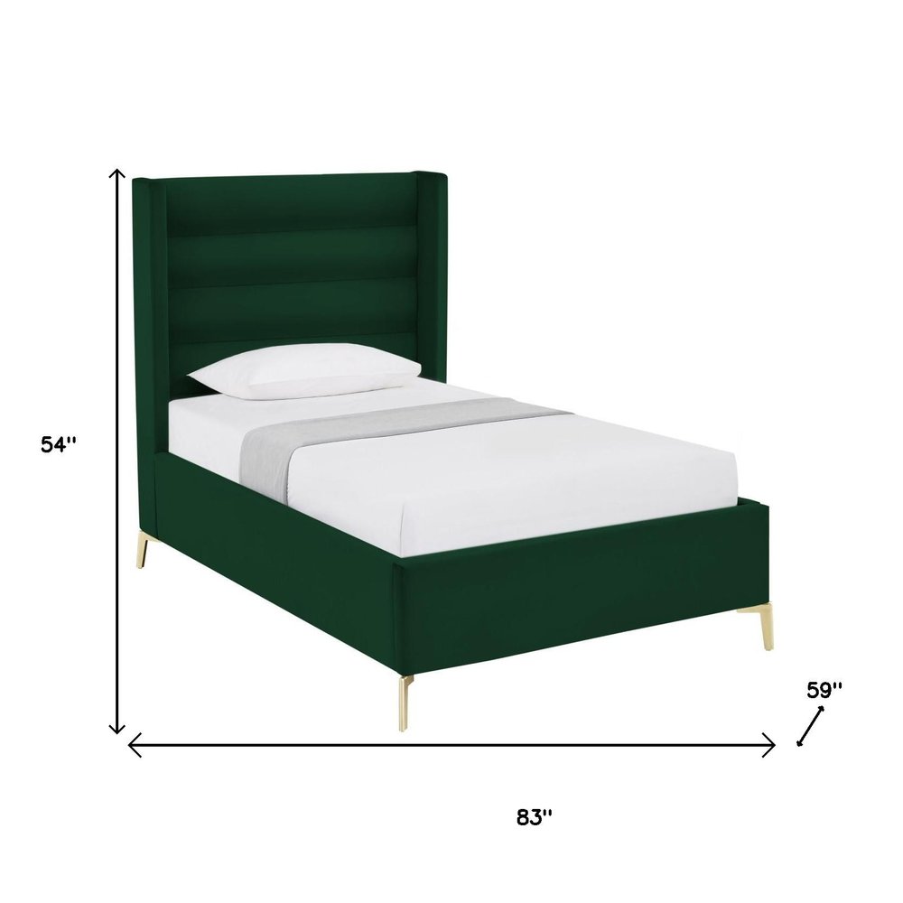 Green Velvet Upholstered King Bed Frame