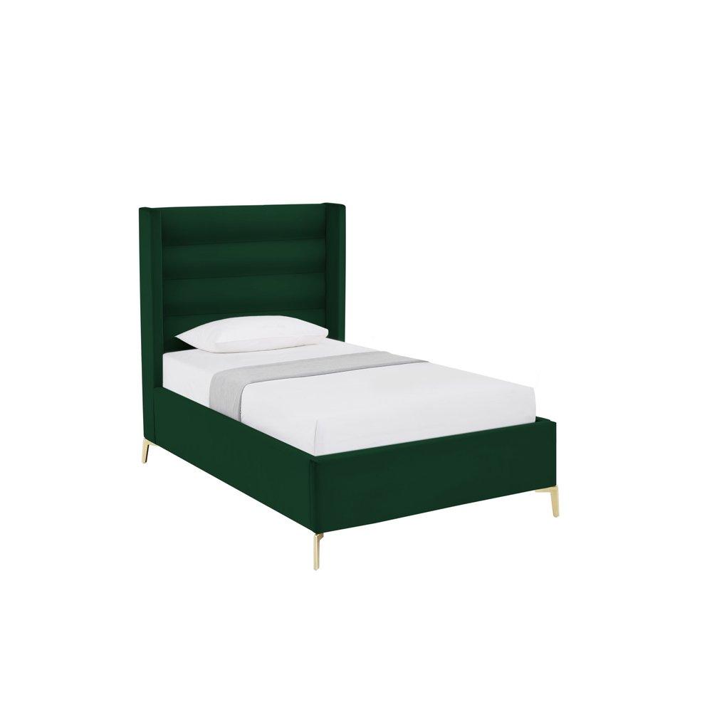 Green Velvet Upholstered King Bed Frame