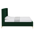 Green Velvet Upholstered King Bed Frame