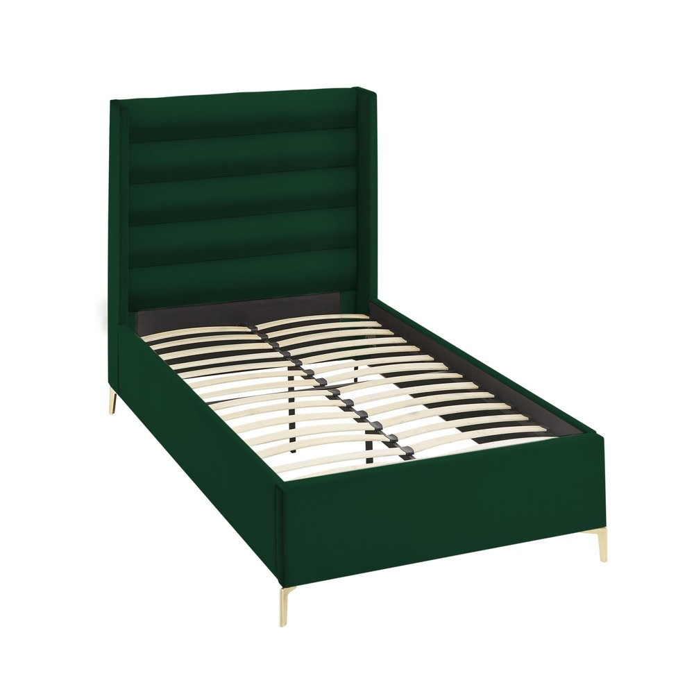 Green Velvet Upholstered King Bed Frame