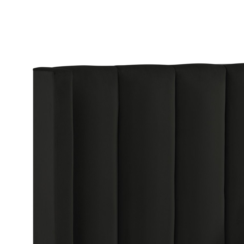Black Velvet Upholstered Queen Bed Frame