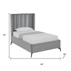 Light Gray Velvet Upholstered Full Bed Frame