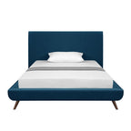 Denim Blue Solid Wood Twin Upholstered Linen Bed