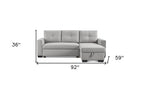 92" Light Gray Polyester Blend Convertible Futon Sleeper Sofa With Black Legs