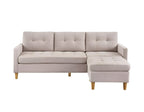 87" Beige Polyester Blend Sofa With Ottoman With Natural Legs