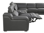Dark Gray Italian Leather Power Reclining L Shaped Five Piece Corner Sectional