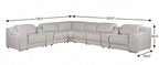 Light Gray Italian Leather Power Reclining L Shaped Eight Piece Corner Sectional With Console