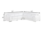 White Italian Leather Power Reclining L Shaped Five Piece Corner Sectional