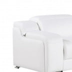 White Italian leather 4 power reclining seats L shaped Seven Piece Corner Sectional With Console
