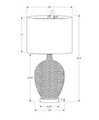 28" White and Silver Ceramic Round Table Lamp With Cream Drum Shade