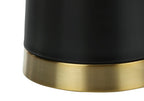 28" Black and Gold Metal Cylinder Table Lamp With Beige Drum Shade