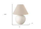 16" Cream Ceramic Round Table Lamp With Cream Empire Shade