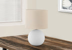16" Cream Ceramic Round Table Lamp With Cream Drum Shade