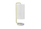 20" Gold and White Marble Round Arched Table Lamp With Ivory Drum Shade