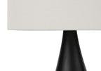Set of Two 18" Black Metal Round Table Lamps With Ivory Drum Shade