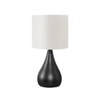 Set of Two 18" Black Metal Round Table Lamps With Ivory Drum Shade