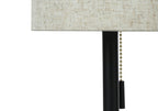 Set of Two 17" Black Metal Candlestick USB Table Lamps With Beige Drum Shade