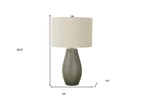 24" Gray Round Table Lamp With Ivory Drum Shade